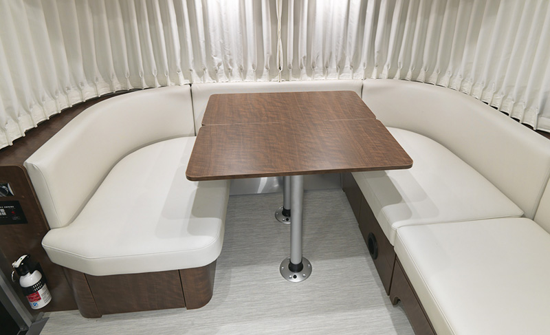 2021 Globetrotter Interior 25FB and 27FB U-Dinette Both Tables Up
